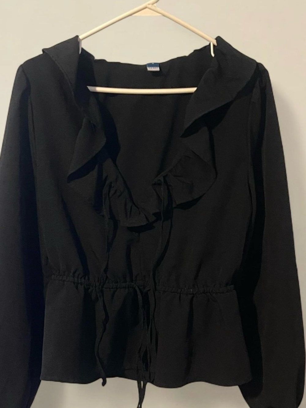 Old Navy Black Ruffle-Front Women's Blouse